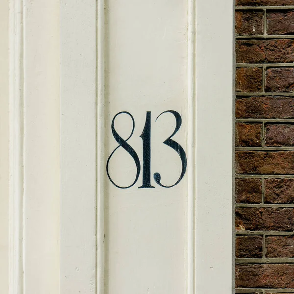 Hand Painted House Number Eight Hundred Thirteen 813 — Stock Photo, Image