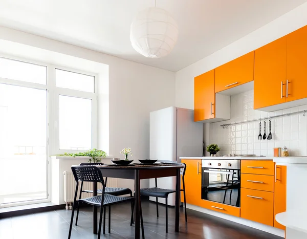 Modern orange kitchen — Stock Photo, Image