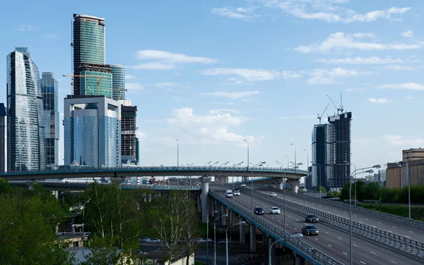 Moskau-Stadt und Straße — Stockfoto