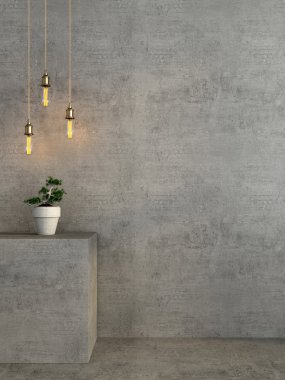 Saksı ve ampul ile beton iç