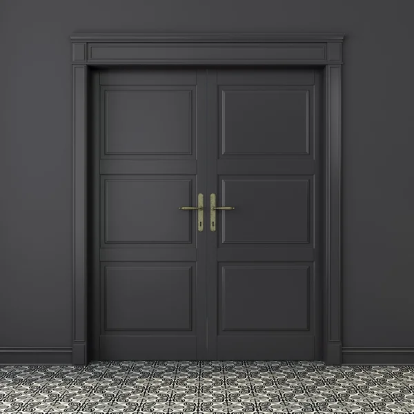 Klassische Tür im grauen Innenraum — Stockfoto