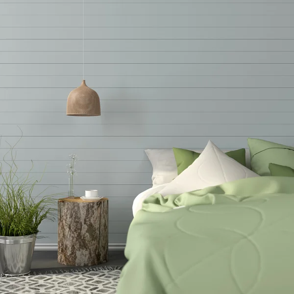 Bedroom interior in a green color — Stock Photo, Image