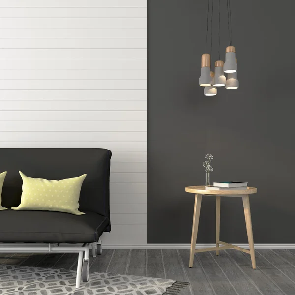 Wohnzimmer mit Sofa und Holztisch — Stockfoto