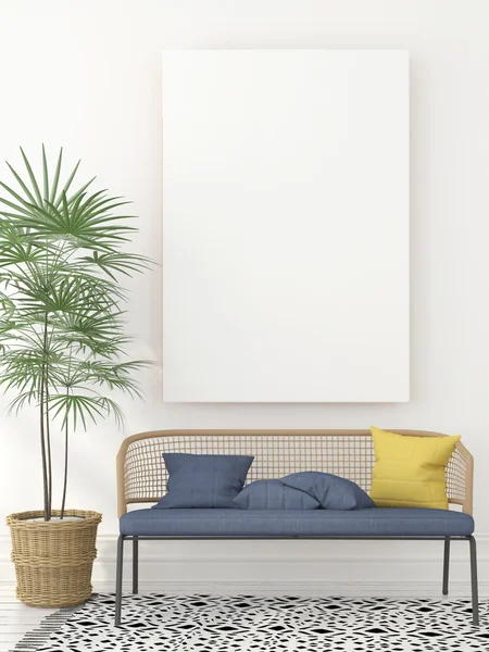 Interieur met een stijlvolle sofa en een doek — Stockfoto