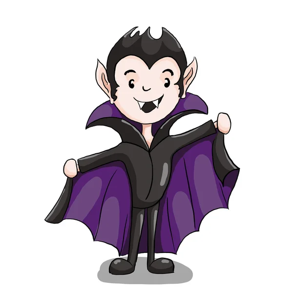 Lachende Dracula in een paarse mantel — Stockfoto