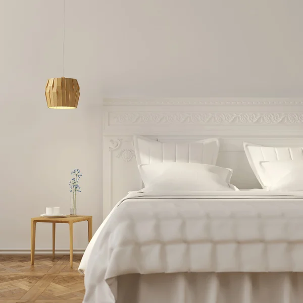 Klassiska sovrum inredning med trämöbler — Stockfoto