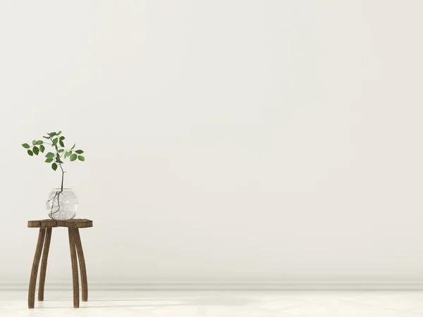 Intérieur avec tabouret en bois ethnique — Photo