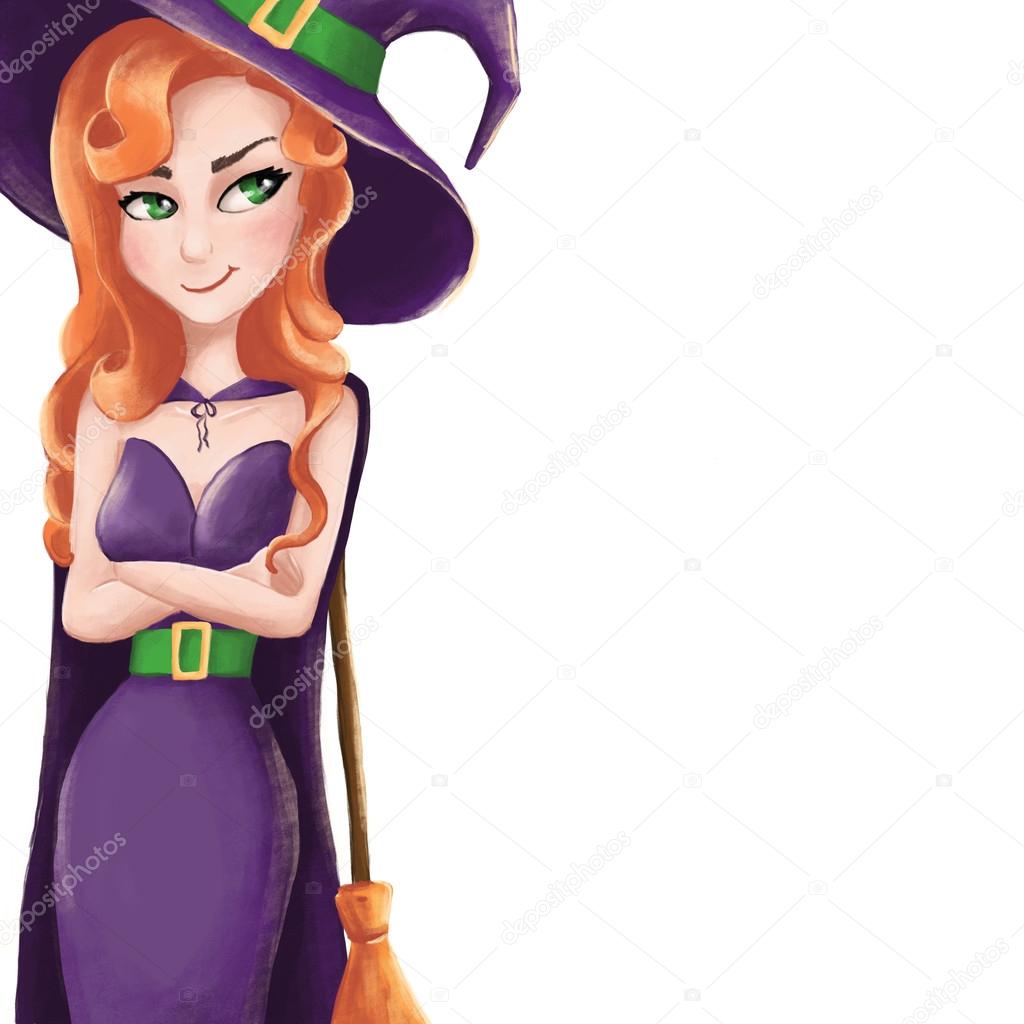 Cute witch with a sly smile