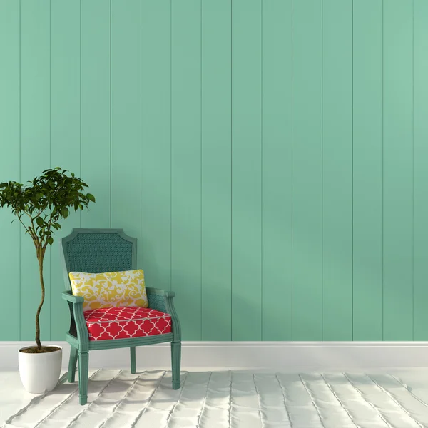 Vintage turkuaz sandalye ile renkli bir dekor