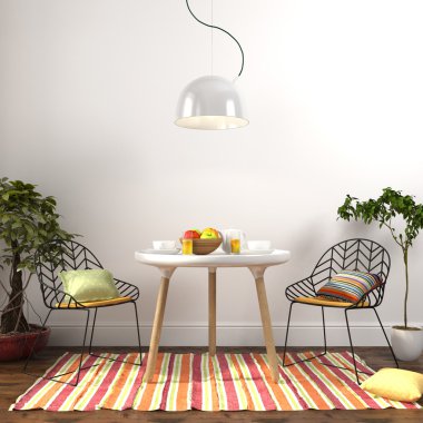 Colorful dining room interior clipart