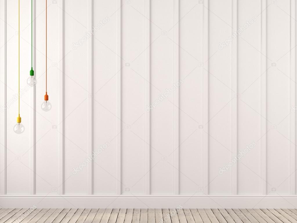 Multicolored lamps hanging against a white wall