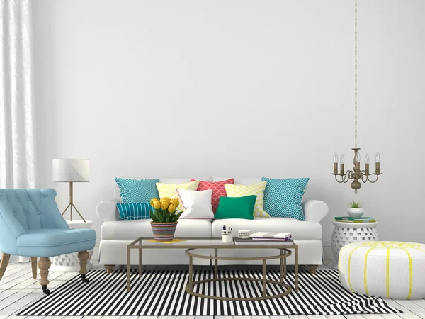 Living room with colorful pillows — Stock Photo, Image