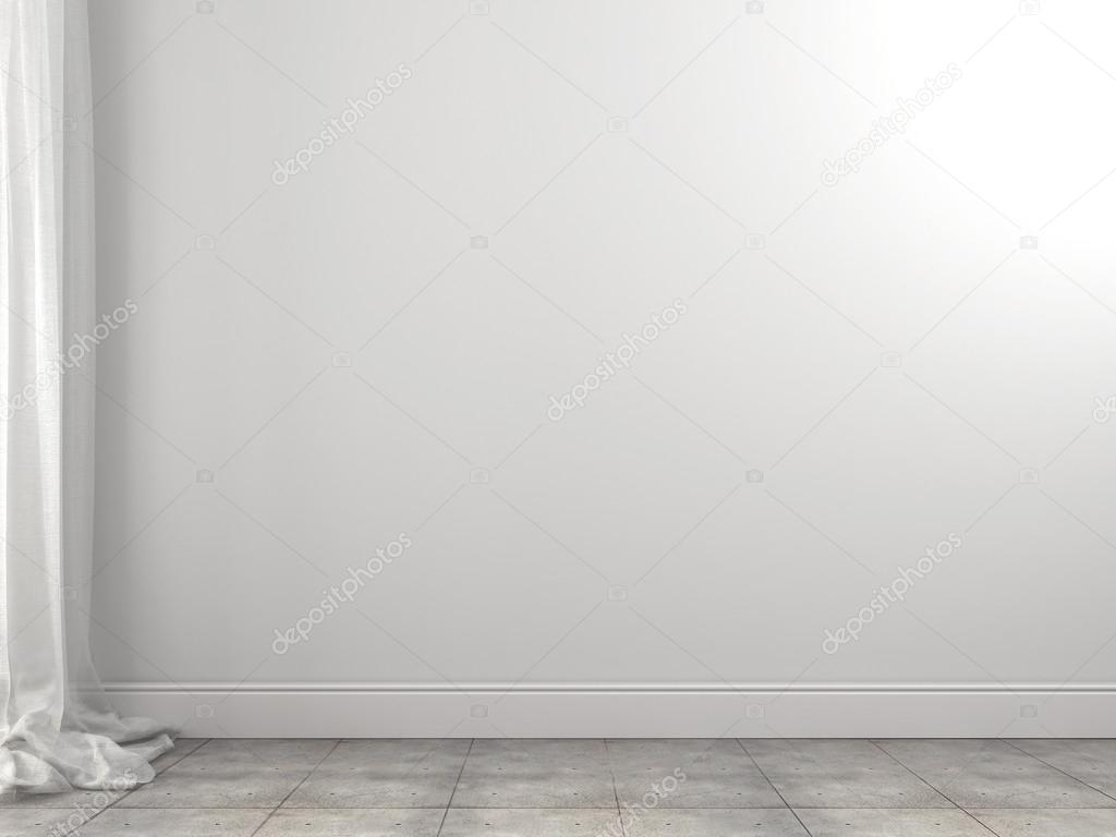 White background of the wall and curtains
