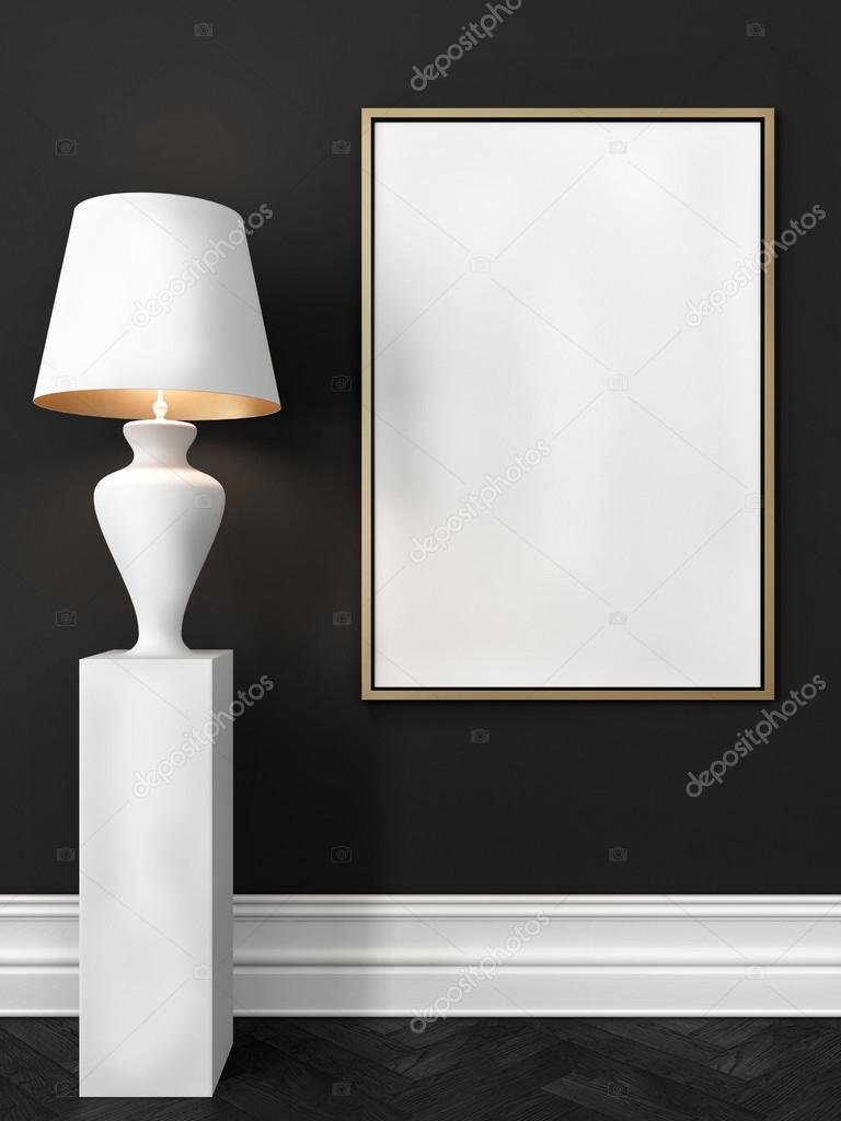 Mock up poster and a white floor lamp