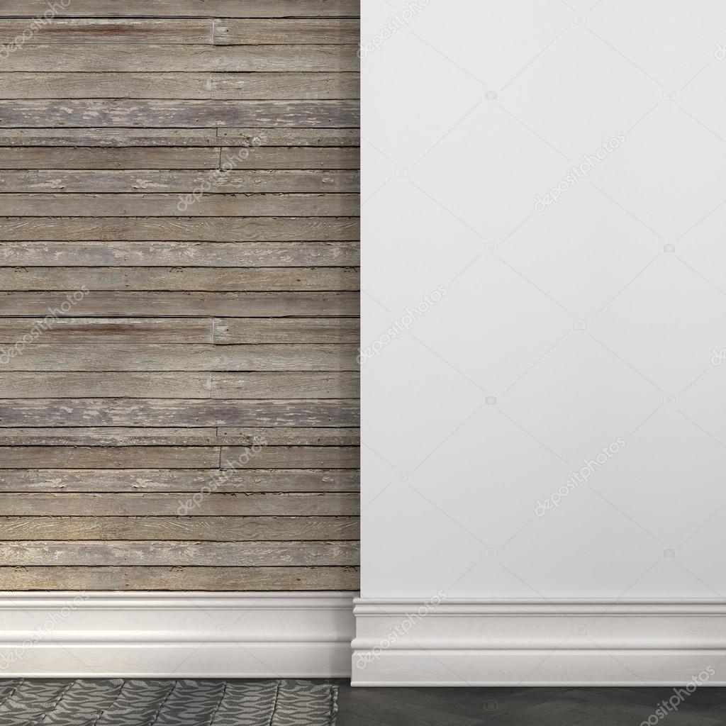 Background of a white wall and boards