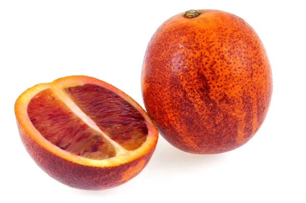 Bloed Sinaasappels Close Witte Achtergrond — Stockfoto