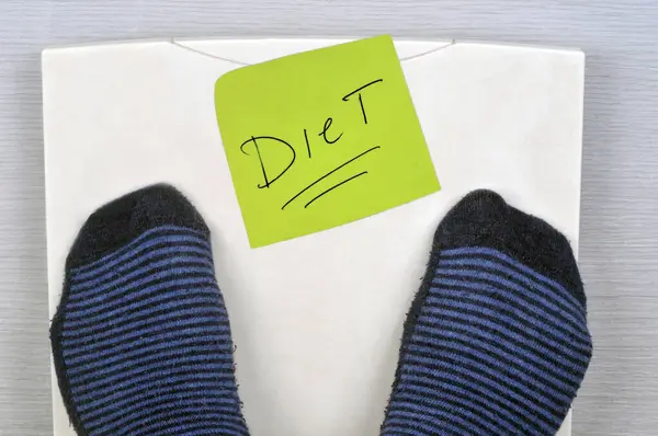 Diet Written Piece Paper Stuck Scale — Stock Photo, Image