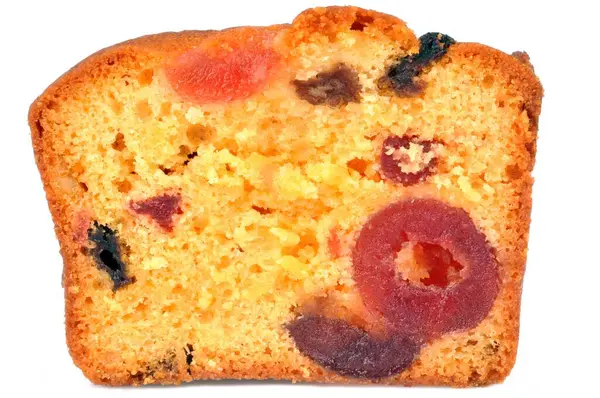 Scheibe Obstkuchen Nahaufnahme Auf Weißem Hintergrund — Stockfoto