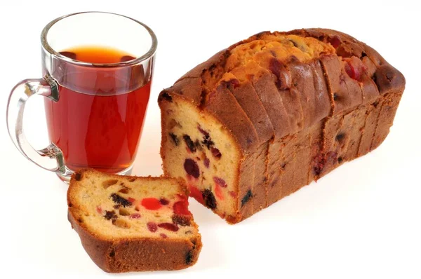 Tazza Torta Frutta Fatta Casa Fette Sfondo Bianco — Foto Stock