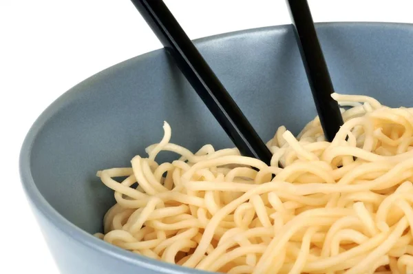 Chinese Noodles Chopsticks Close White Background — Stock Photo, Image