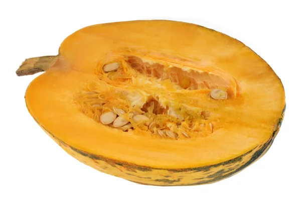 Hälften Spaghetti Squash Närbild Vit Bakgrund — Stockfoto