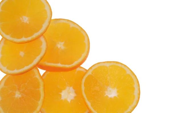 Rebanadas Naranja Primer Plano Sobre Fondo Blanco — Foto de Stock