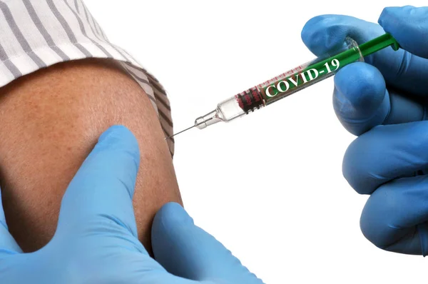白い背景にCovid 19ワクチン接種の概念 — ストック写真
