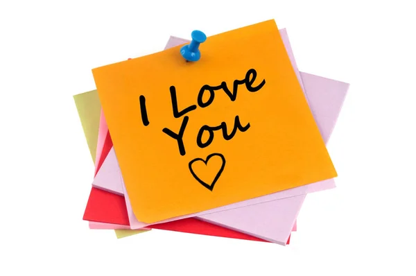 Love You Written Piece Paper White Background — Stock Photo, Image