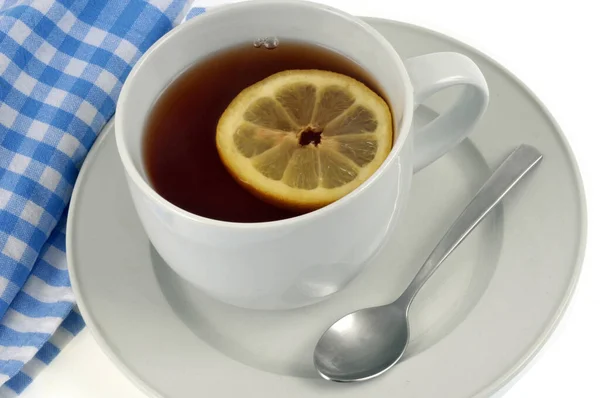 Egy Csésze Tea Citrommal Közelről — Stock Fotó