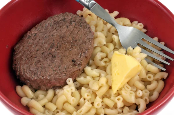 Steak Bœuf Haché Pâtes Beurre Servis Dans Une Assiette Avec — Photo