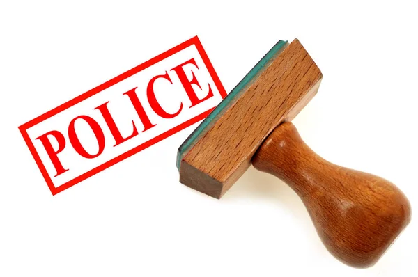 Rubber Stempel Tonen Politie Witte Achtergrond — Stockfoto