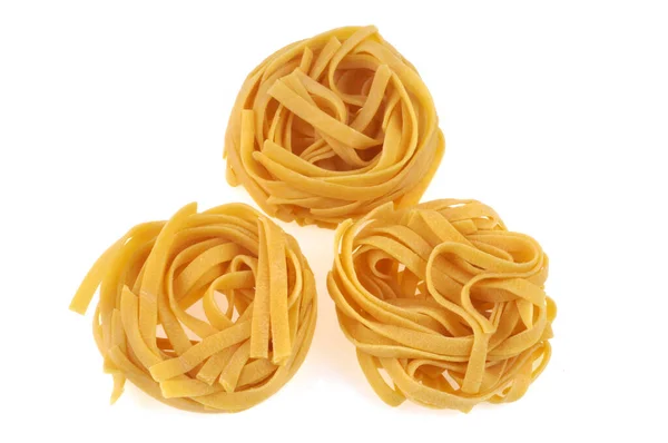 Dried Tagliatelle Close White Background — Stock Photo, Image