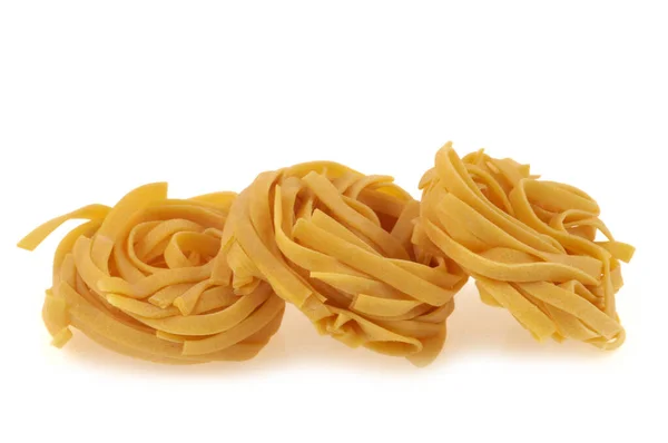 Dried Tagliatelle Close White Background — Stock Photo, Image