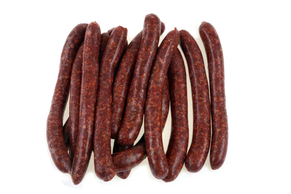 Raw Merguez Close White Background — Φωτογραφία Αρχείου