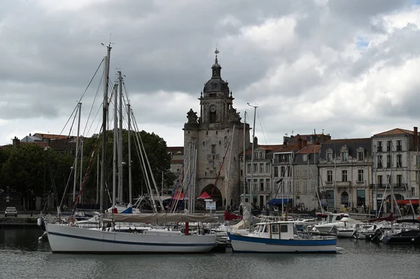 Boten Aan Kade Oude Haven Porte Grosse Horloge Rochelle — Stockfoto