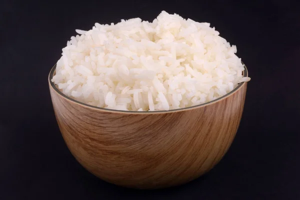 Bowl White Rice Close Black Background — Stock Photo, Image