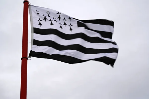 Bretagne Flagga Som Blåser Vinden Närbild — Stockfoto