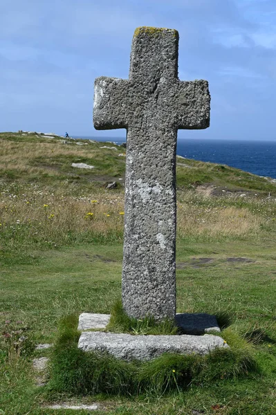 Каменный Крест Бретонском Побережье Ландунвесе — стоковое фото