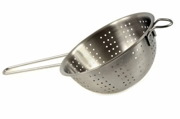 Aluminum Colander Close White Background — Stock Photo, Image