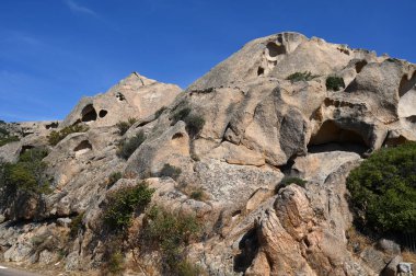 Korsikalı maki 'de taş. 
