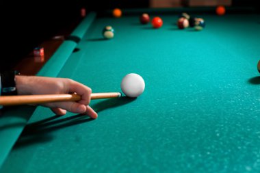 Havuz bilardo oyunu fotoğraf parçası kapat