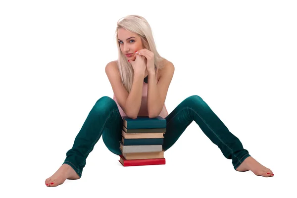 Das Mädchen mit den Büchern — Stockfoto