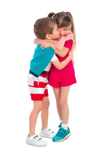 Little kids on a white background — Stock Photo, Image