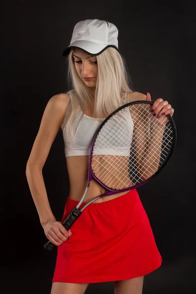 Tennis player with racket — Stock Photo, Image