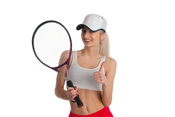 Tennisspieler mit Schläger — Stockfoto