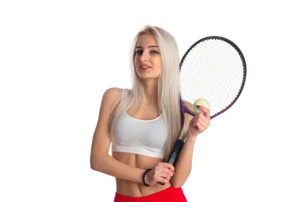 Tennis player with racket — Stock Photo, Image