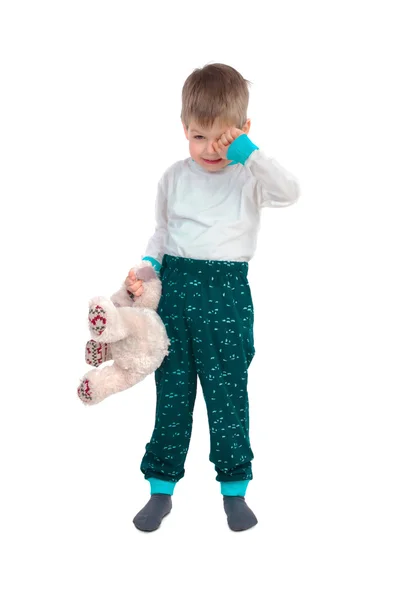 毛绒玩具的小男孩 — 图库照片