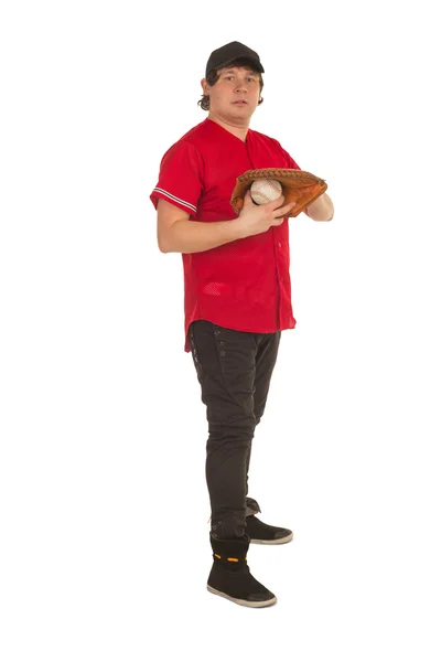 Baceball oyuncu bir eldiven ile — Stok fotoğraf