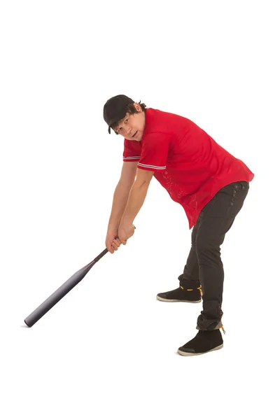 Baseballspieler mit Schläger — Stockfoto