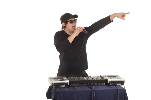 DJ met de mixer — Stockfoto